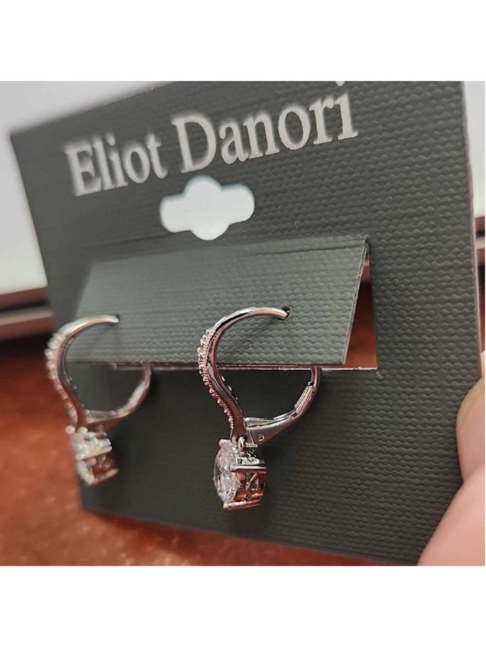 Eliot Danori Cubic Zirconia leaver back drop earrings - Picture 7 of 8